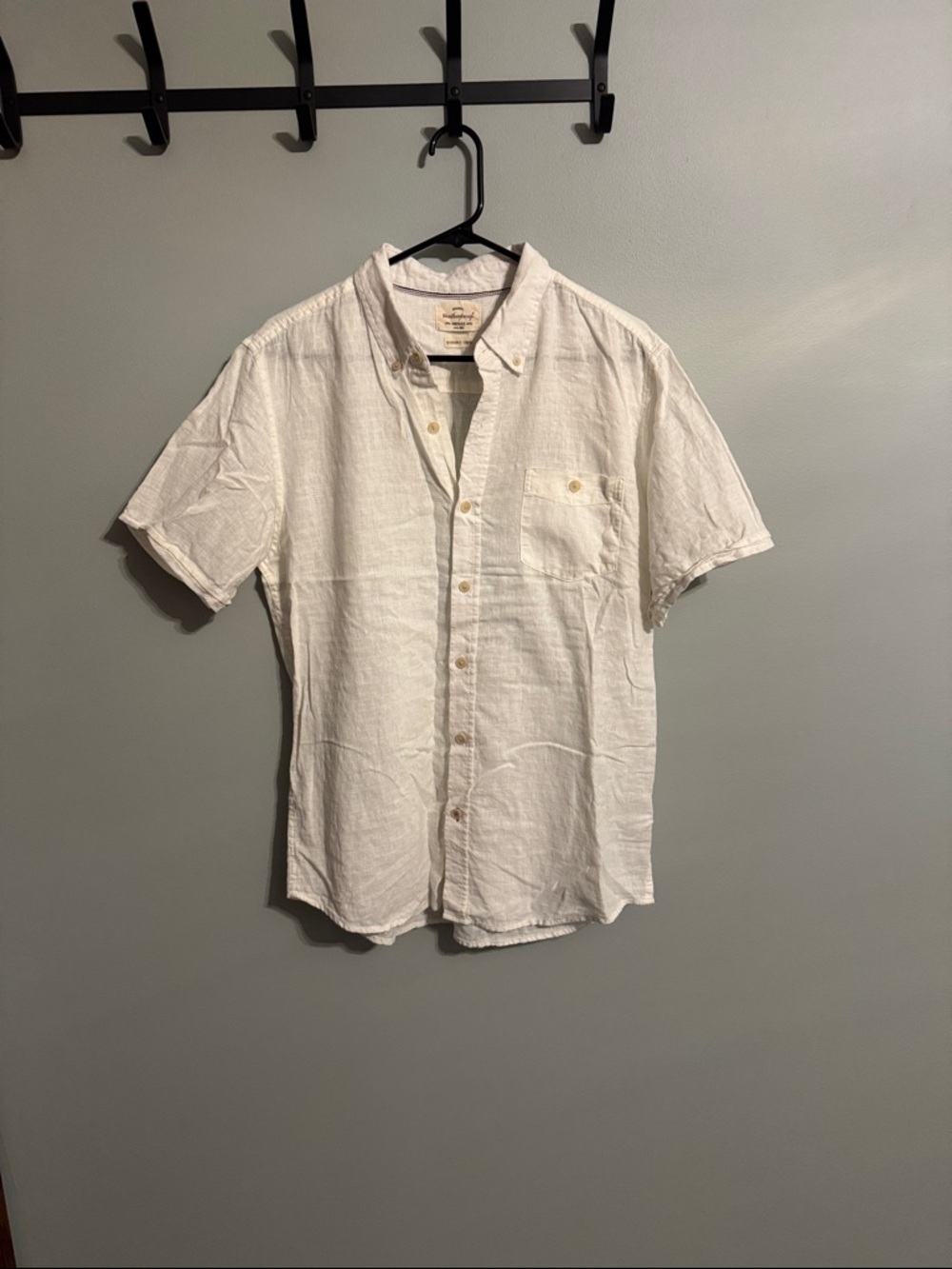 Casual Short-Sleeve Linen Shirt in Off-White